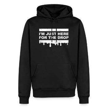 Je suis juste là pour la goutte. DJ de fête - Sweat à capuche Premium bio Homme - noir - Devant - Nico (187cm)