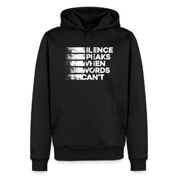Schweigen spricht, wenn Worte es nicht können - Deep Thinker - Männer Premium Bio Hoodie - Schwarz - Vorne - Nico (187cm)