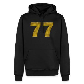 Geburtstag 77 Jahre - Männer Premium Bio Hoodie - Schwarz - Vorne - Nico (187cm)