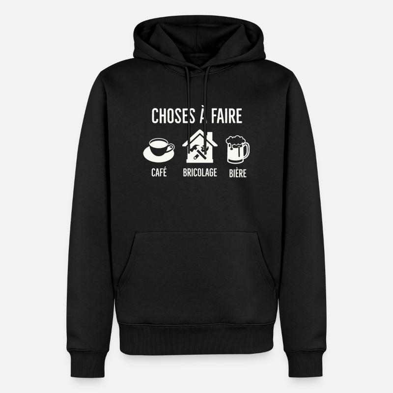 Café bricoler bière 1 - Sweat à capuche Premium bio Homme - noir