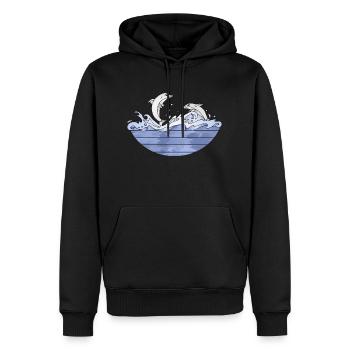 Delphine - Männer Premium Bio Hoodie - Schwarz - Vorne - Nico (187cm)