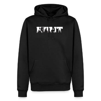 chasseur - idée cadeau nature - Sweat à capuche Premium bio Homme - noir - Devant - Nico (187cm)