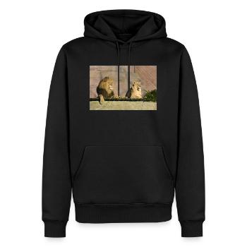 Male and female lion CSC 0814 - Men’s Premium Organic Hoodie - black - Front - Nico (187cm)