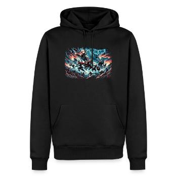 Schlacht der Wikinger Götter um Midgard - Männer Premium Bio Hoodie - Schwarz - Vorne - Nico (187cm)
