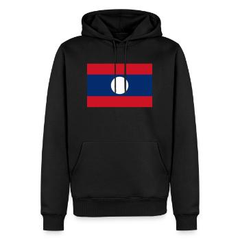 Laos flag / Drapeau Laos - Sweat à capuche Premium bio Homme - noir - Devant - Nico (187cm)