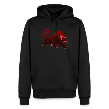 Stier Stierkopf Kopf Logo Steak Beast Gym Horn - Männer Premium Bio Hoodie - Schwarz - Vorne - Nico (187cm)