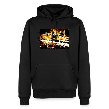 vtt mtb descente - Sweat à capuche Premium bio Homme - noir - Devant - Nico (187cm)