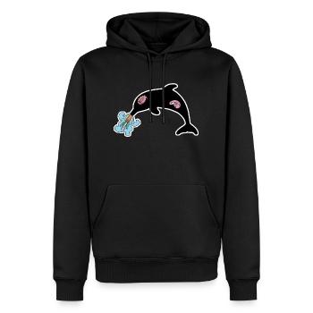 Silhouette Dauphin - Sweat à capuche Premium bio Homme - noir - Devant - Nico (187cm)