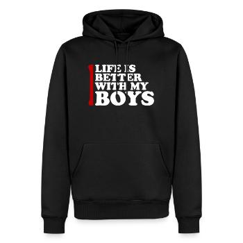 Life Is Better With My Boys Das Leben ist besser - Männer Premium Bio Hoodie - Schwarz - Vorne - Nico (187cm)