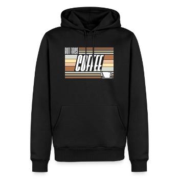Mais d’abord le café drôle accro à la caféine amateur - Sweat à capuche Premium bio Homme - noir - Devant - Nico (187cm)