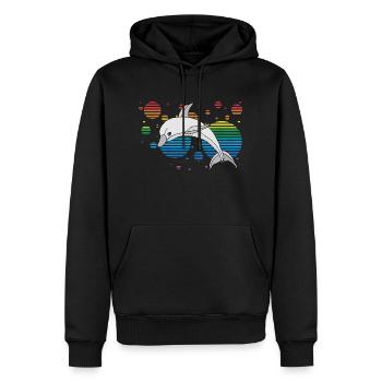 Delfin - Männer Premium Bio Hoodie - Schwarz - Vorne - Nico (187cm)