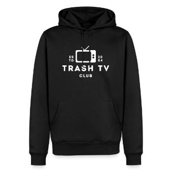 TrashTvClub - Männer Premium Bio Hoodie - Schwarz - Vorne - Nico (187cm)