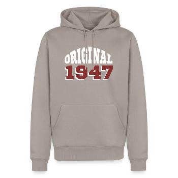 Original 1947 - Men’s Premium Organic Hoodie - taupe - Front - Nico (187cm)