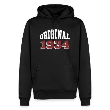 Original 1934 - Sweat à capuche Premium bio Homme - noir - Devant - Nico (187cm)