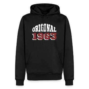 Original 1963 - Männer Premium Bio Hoodie - Schwarz - Vorne - Nico (187cm)