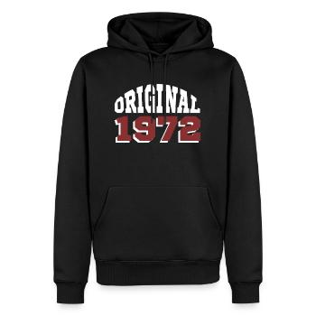 Original 1972 - Sweat à capuche Premium bio Homme - noir - Devant - Nico (187cm)