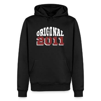 Ursprünglich: 2011 - Männer Premium Bio Hoodie - Schwarz - Vorne - Nico (187cm)