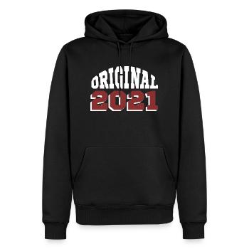 Ursprünglich: 2021 - Männer Premium Bio Hoodie - Schwarz - Vorne - Nico (187cm)