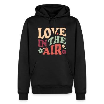 LOVE IN THE AIR - Männer Premium Bio Hoodie - Schwarz - Vorne - Nico (187cm)