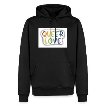 Queer love - Sweat à capuche Premium bio Homme - noir - Devant - Nico (187cm)