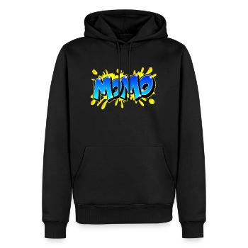 Graffiti Name MOMO druckbar auf alles - Männer Premium Bio Hoodie - Schwarz - Vorne - Nico (187cm)