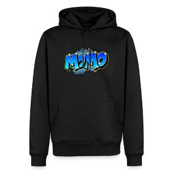 Graffiti Prénom MOMO - Sweat à capuche Premium bio Homme - noir - Devant - Nico (187cm)