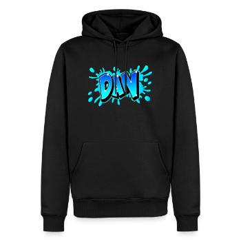 BLUE DAN GRAFFITI - Männer Premium Bio Hoodie - Schwarz - Vorne - Nico (187cm)