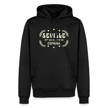 Coordonnées Séville España - Sweat à capuche Premium bio Homme - noir - Devant - Nico (187cm)