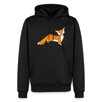 little fox origami - Men’s Premium Organic Hoodie - black - Front - Nico (187cm)