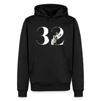 Numéro 32 floral vert - 32e anniversaire floral - Sweat à capuche Premium bio Homme - noir - Devant - Nico (187cm)