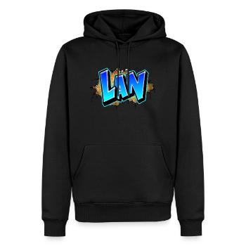 Graffiti LAN fissures briques jaune - Sweat à capuche Premium bio Homme - noir - Devant - Nico (187cm)