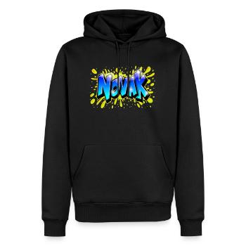 Graffiti NOVAK fait par Max leTagueur. imprimable - Sweat à capuche Premium bio Homme - noir - Devant - Nico (187cm)