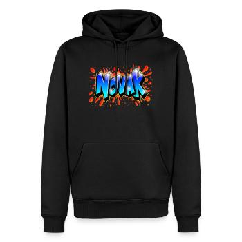 NOVAK Graffiti Name - Sweat à capuche Premium bio Homme - noir - Devant - Nico (187cm)