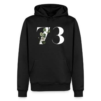 Nummer 73 Blumengrün - 73. Blumengeburtstag - Männer Premium Bio Hoodie - Schwarz - Vorne - Nico (187cm)