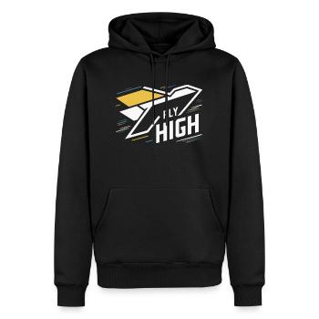 AIRPLANES, FLY HIGH - Men’s Premium Organic Hoodie - black - Front - Nico (187cm)