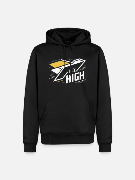 AIRPLANES, FLY HIGH - Men’s Premium Organic Hoodie - black