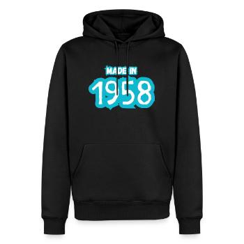 Année 1958 pour les personnes nées en 1958 - Sweat à capuche Premium bio Homme - noir - Devant - Nico (187cm)