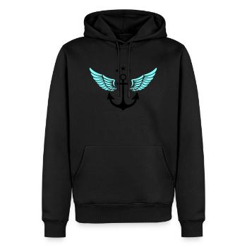 Symbole d’ancre - Sweat à capuche Premium bio Homme - noir - Devant - Nico (187cm)