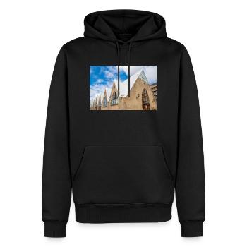 Feskekörka Fischmarkt Göteborg Stadt (Göteborg) - Männer Premium Bio Hoodie - Schwarz - Vorne - Nico (187cm)