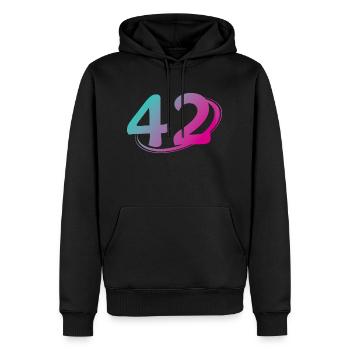 Number 42 multicolor - Men’s Premium Organic Hoodie - black - Front - Nico (187cm)