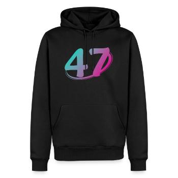 Nummer 47 mehrfarbig - Männer Premium Bio Hoodie - Schwarz - Vorne - Nico (187cm)