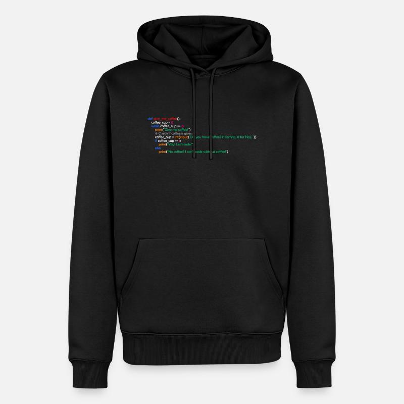 Café, Programmation, Drôle, Café - Sweat à capuche Premium bio Homme - noir