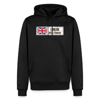 Londres Drapeau du Royaume-Uni - Sweat à capuche Premium bio Homme - noir - Devant - Nico (187cm)