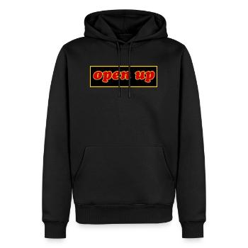 Open Up - Men’s Premium Organic Hoodie - black - Front - Nico (187cm)