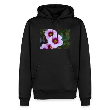 rosa Blume - Männer Premium Bio Hoodie - Schwarz - Vorne - Nico (187cm)