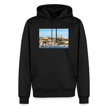 Gozo (Għawdex) Island Mġarr Għajnsielem town Malta - Men’s Premium Organic Hoodie - black - Front - Nico (187cm)