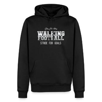 Stride For Goals - Walking Football - Men’s Premium Organic Hoodie - black - Front - Nico (187cm)