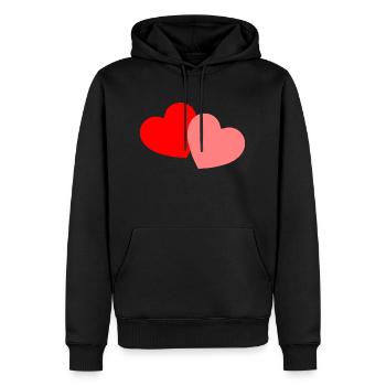 2 Herzen - rot und rosa - Männer Premium Bio Hoodie - Schwarz - Vorne - Nico (187cm)