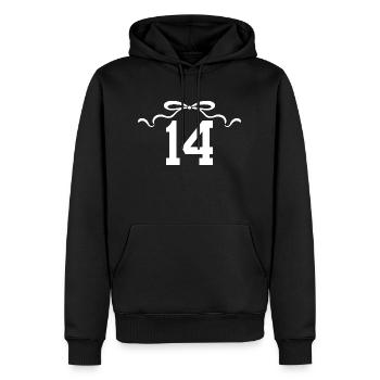 Nummer 14 Knoten - 14. Jahrestag - Männer Premium Bio Hoodie - Schwarz - Vorne - Nico (187cm)