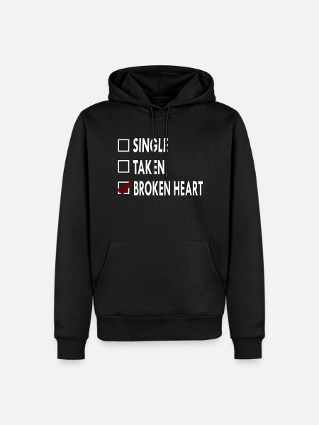 SINGLE BROKEN HEART - Men’s Premium Organic Hoodie - black